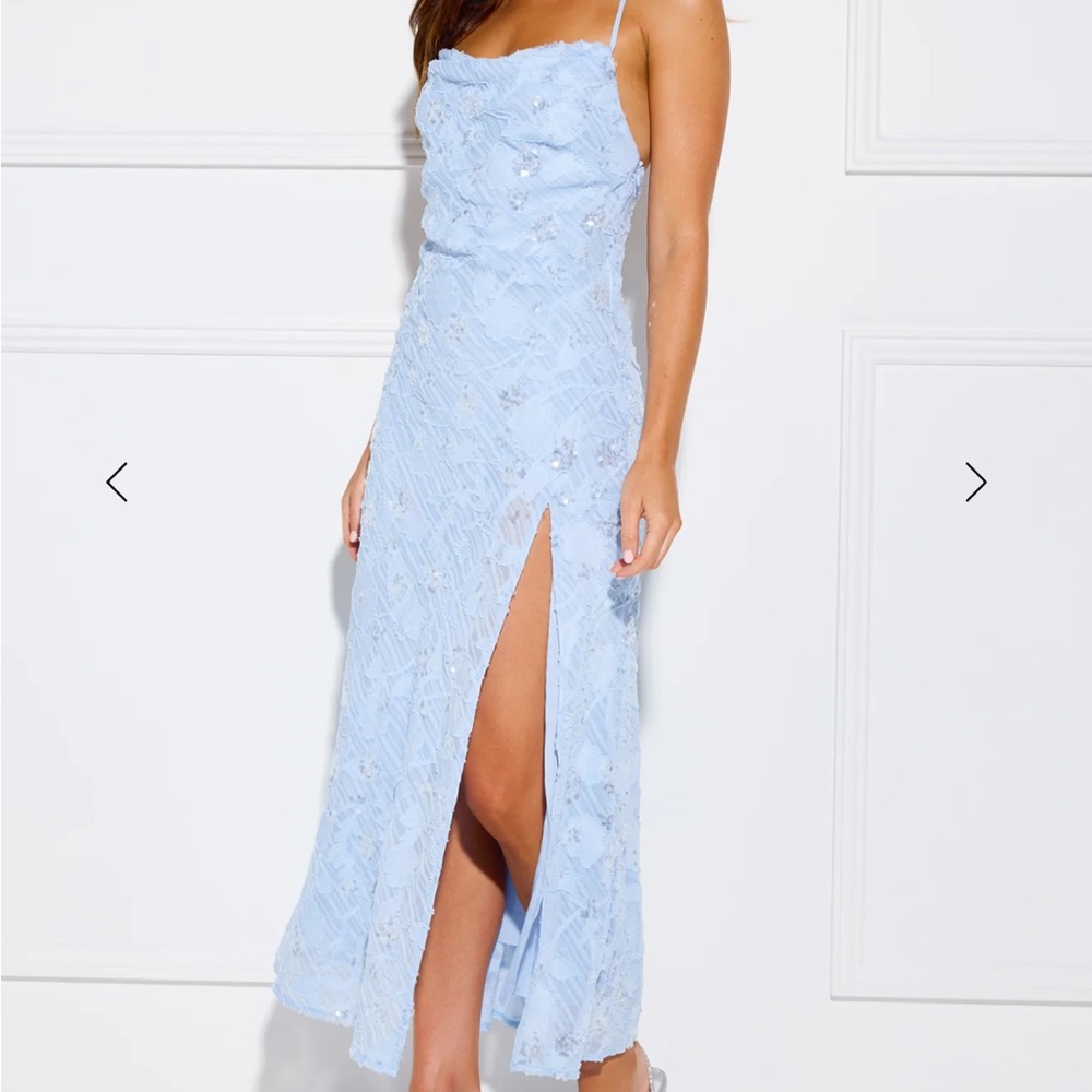 Hello Molly Glimmering Cityscape Midi Dress Blue